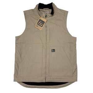 Fintech Cornerstone Heavy Duty Vest Mens Medium Dune Tan Duck Canvas Fishing NEW